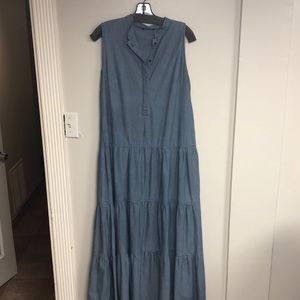 Denim chambray dress true size 12 maxi!